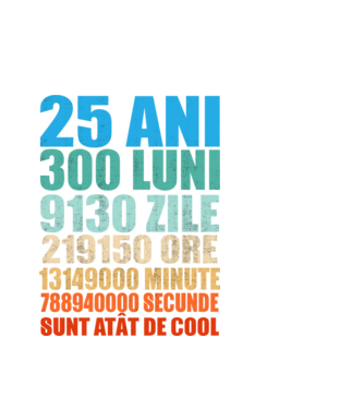 De 25 ani - luni - zile - ore - minute - secunde - sunt atât de cool model alb pe tricou