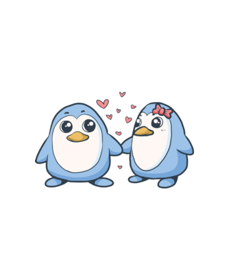 PINGUIN ÎNDRĂGOSTIT 2 model alb pe tricou