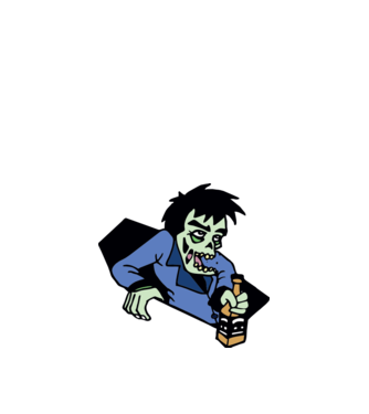 Drunk Zombie model alb pe tricou