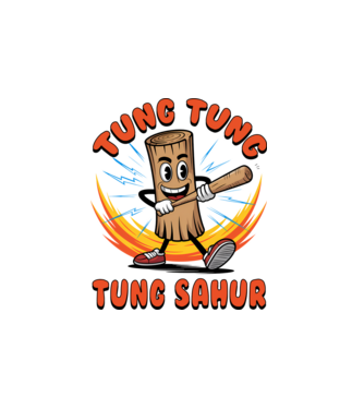 Tung Tung Tung Sahur drăguț model alb pe tricou