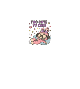 Too cute to care model negru pe tricou