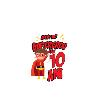 Acest mic supererou are 10 ani model negru pe tricou