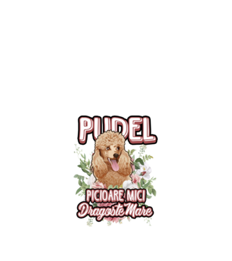 Pudel picioare mici dragoste mare model alb pe tricou