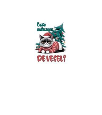 Este suficient de vesel? pisică Crăciun model alb pe tricou