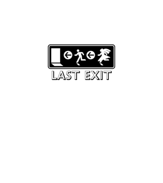 Last Exit model alb pe tricou