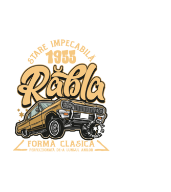 Rablă 1955 model alb pe tricou