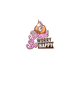 Donut worry be happy model alb pe tricou