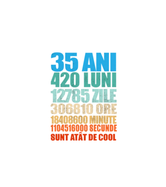 De 35 ani - luni - zile - ore - minute - secunde - sunt atât de cool model negru pe tricou