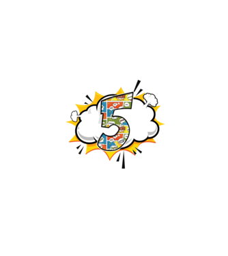 Birthday Comic Number 5 model albastru închis pe tricou