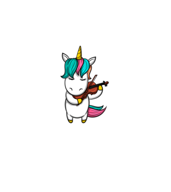 Unicorn Violin model alb pe tricou