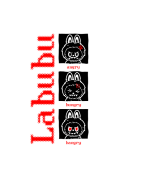 Labubu moods model negru pe tricou