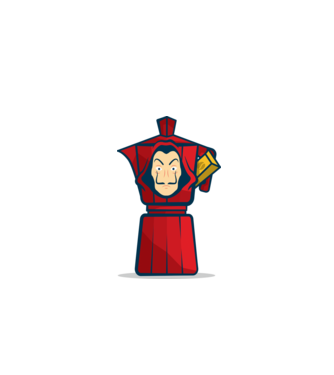 money heist coffee model alb pe tricou