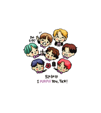 BTS chibi model alb pe tricou