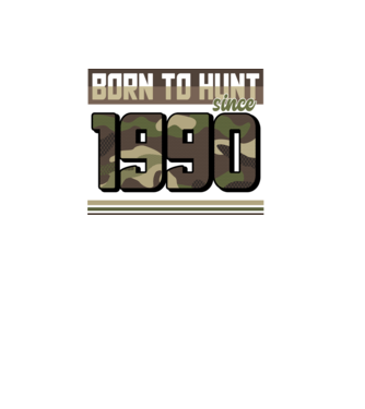 Born to hunt since 1990 model negru pe tricou