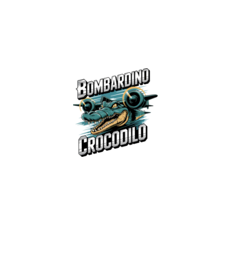 Bombardino Crocodilo 2 model negru pe tricou