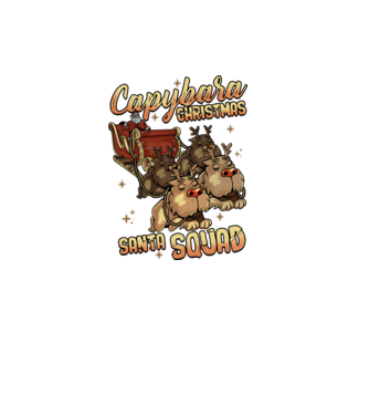 Capybara christmas santa squad model negru pe tricou