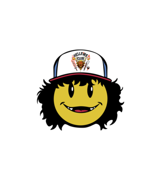 dustinhappyface model alb pe tricou