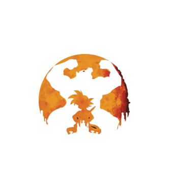 goku sunset model alb pe tricou