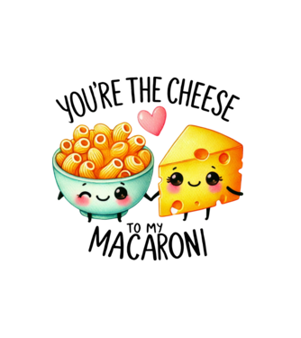 Cheese to my Macaroni model alb pe tricou