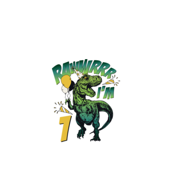 'Birthday Dinosaur rawww i''m 1' model alb pe tricou