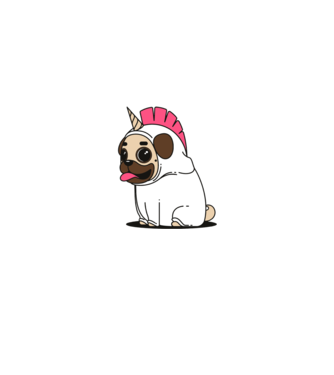Pug Unicorn model mentă pe tricou