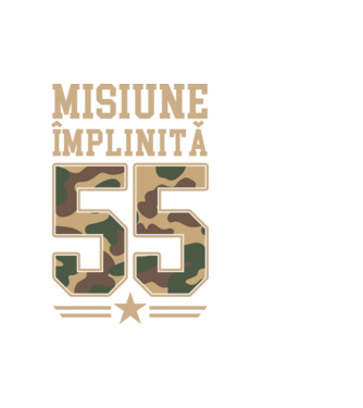 Misiune împlinită 55 model alb pe tricou