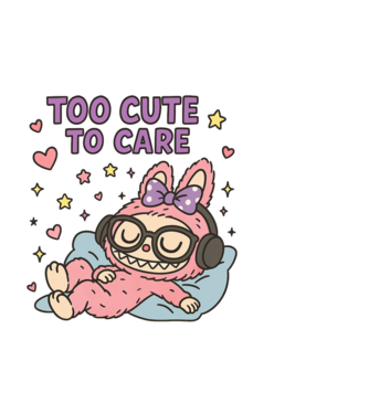 Too cute to care model negru pe tricou