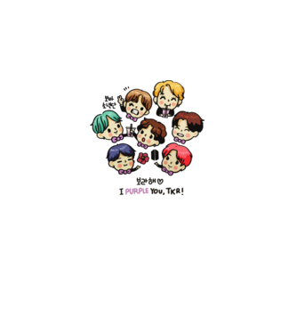 BTS chibi model alb pe tricou