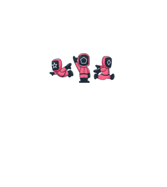 cute squid game toys model alb pe tricou