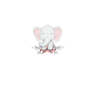 Elefant cu flori model alb pe tricou
