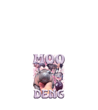 MOO DENG baby hippo model alb pe tricou