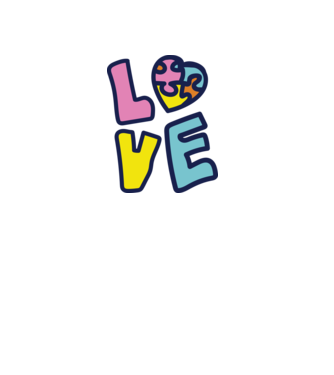 Ziua Mondială a Autismului LOVE model alb pe tricou