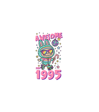 Awesome since 1995 - Labubu model negru pe tricou