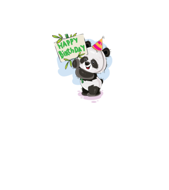 Zi de naștere panda model alb pe tricou