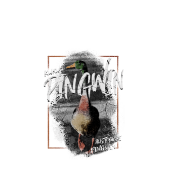 Kurwa pingwin model alb pe tricou