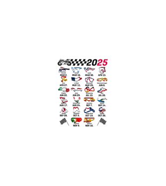 MOTOGP 25 CALENDAR alb model nisipiu pe tricou
