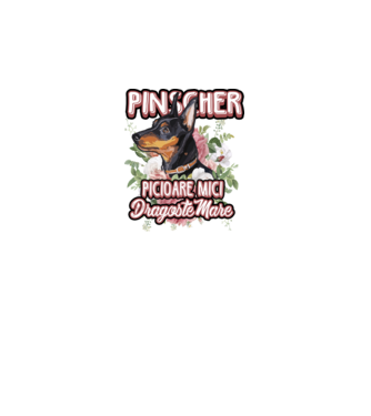 Pinscher picioare mici dragoste mare model alb pe tricou