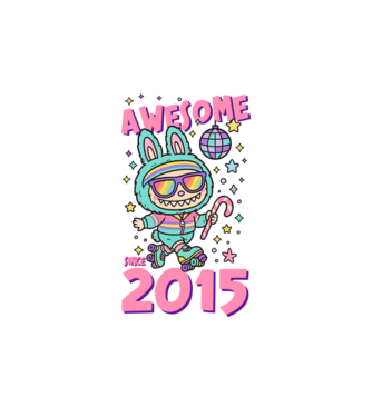 Awesome since 2015 - Labubu model alb pe tricou