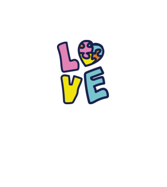 Ziua Mondială a Autismului LOVE model alb pe tricou