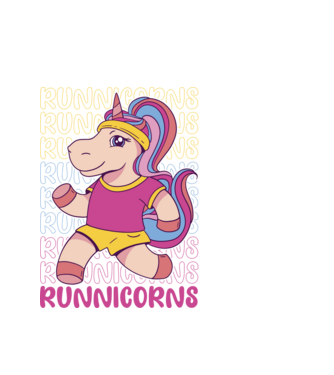Runnicorns model alb pe tricou