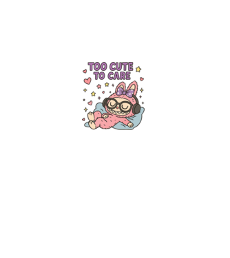 Too cute to care model negru pe tricou