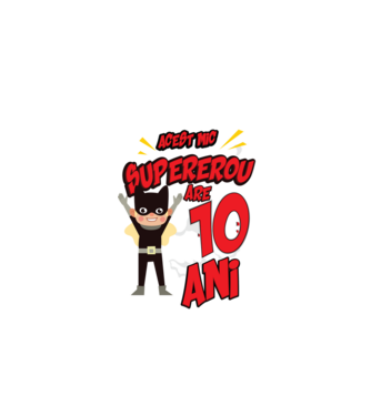 Acest mic supererou are 10 ani model negru pe tricou
