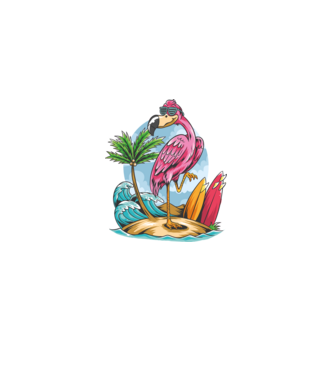 Surfer flamingo model negru pe tricou