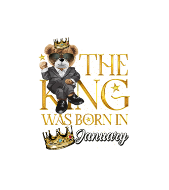 The king was born int JANUARY model alb pe tricou