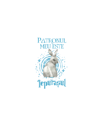 Patronul meu este IEPURAȘUL model negru pe tricou