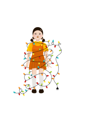 doll squid game model alb pe tricou