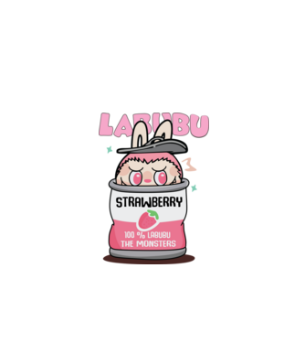 Strawberry Labubu model alb pe tricou