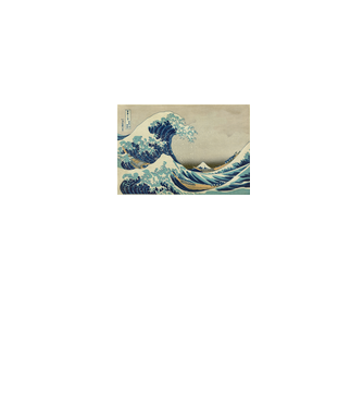 Great Wave of Kanagawa mască model alb pe tricou