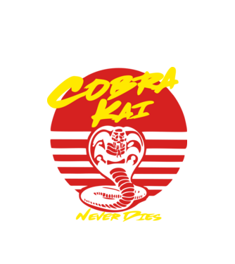 cobra kai sunset logo model alb pe tricou