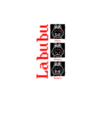 Labubu moods model turcoaz pe tricou